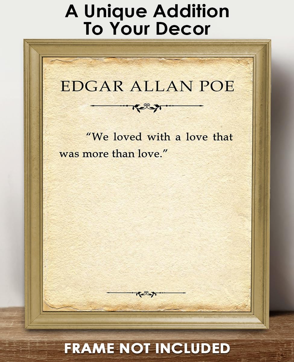 Edgar Allan Poe Motivational Wall Art - 'We Loved a Love That Was More...' Inspirational Quote Print - 8x10 Positive Affirmations Decor for Bedroom, Office, Living Room - Perfect Gift for Men & Women, Poetry Lovers & Literary Enthusiasts
