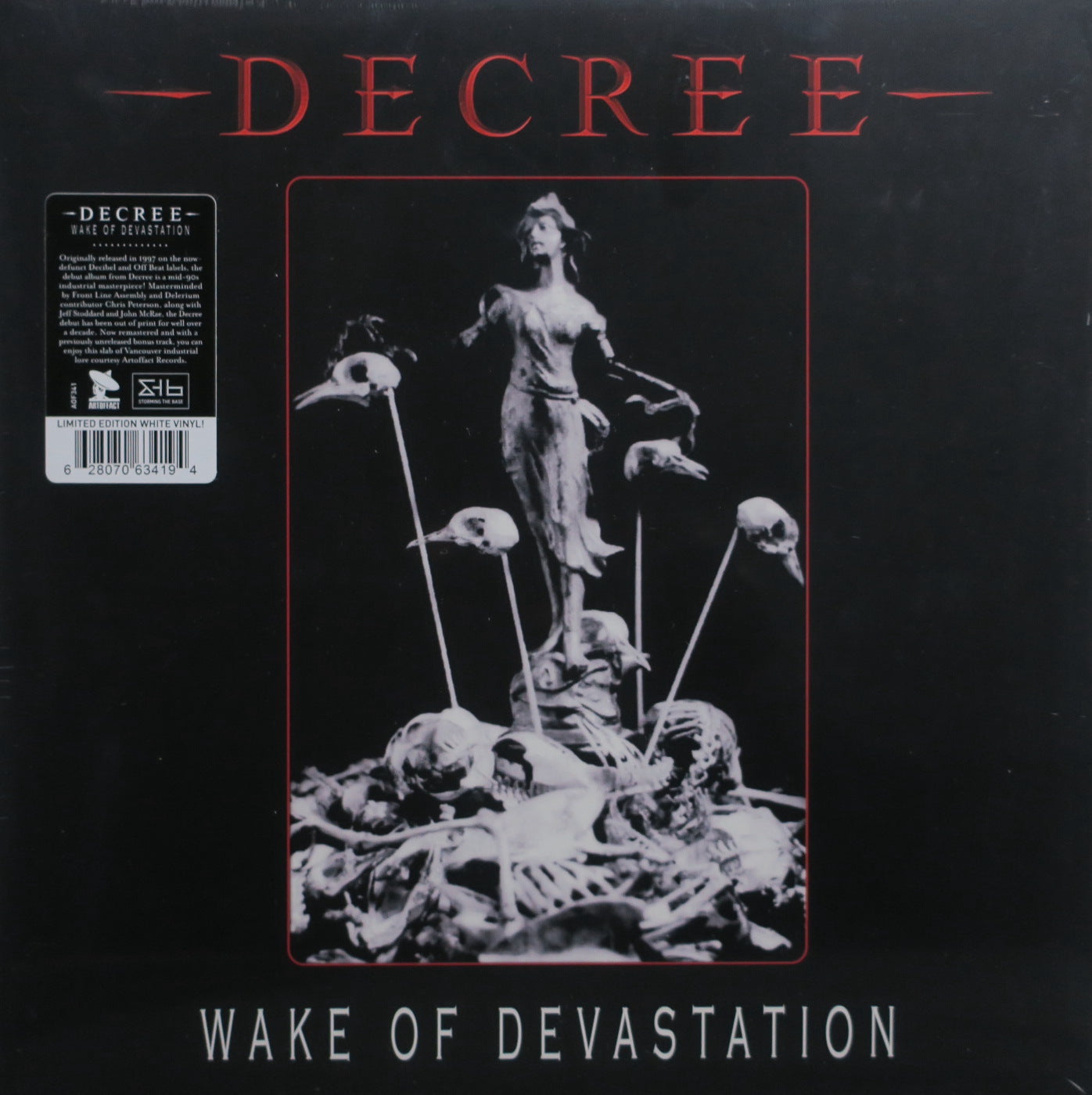 DECREE 'Wake Of Devastation' WHITE Vinyl LP (1997 Industrial Metal) - Limited Edition Collectible Record for Music Enthusiasts & Vintage Vinyl Collectors - Perfect for Home Listening, DJ Sets & Music Collections