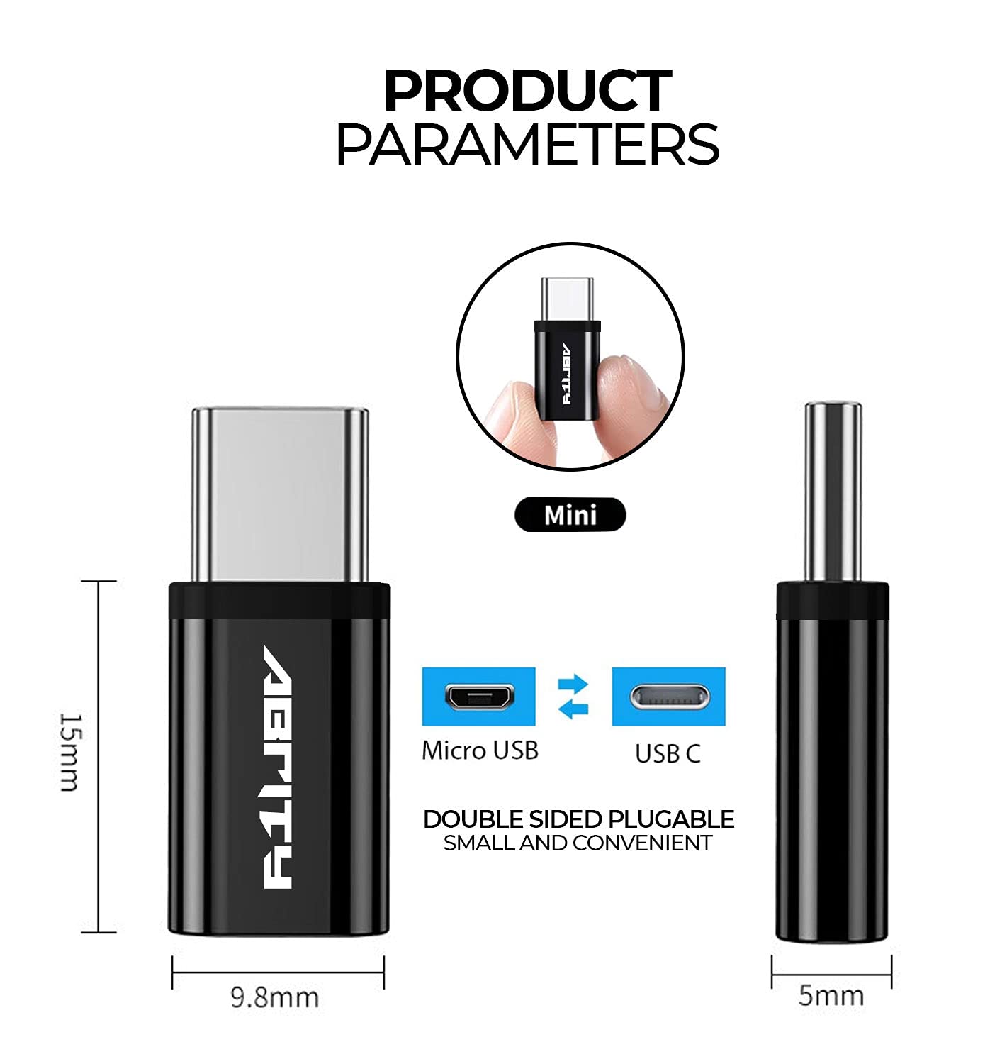 4-Pack Micro USB to USB C Adapter - Female to Male Converter for Galaxy S7/S8/S20, Note Edge, Mac, Chromebook & Nexus - Fast Charging & Data Transfer for Phones, Tablets & Laptops