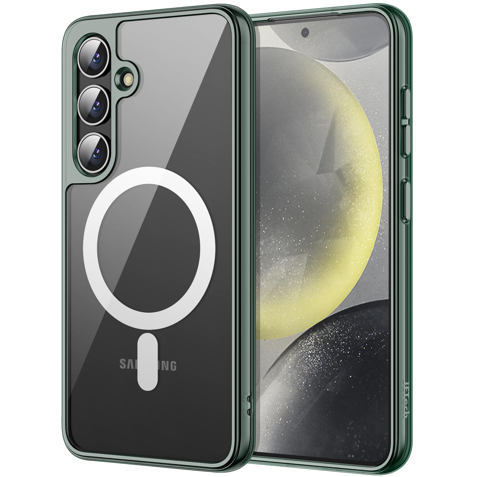 JETech Magnetic Case for Samsung Galaxy S24+ / S24 Plus 5G - Magsafe Compatible, Shockproof Protective Phone Cover with Non-Yellowing Hard Clear PC Back (Green) | Perfect for Work, Travel & Everyday Use