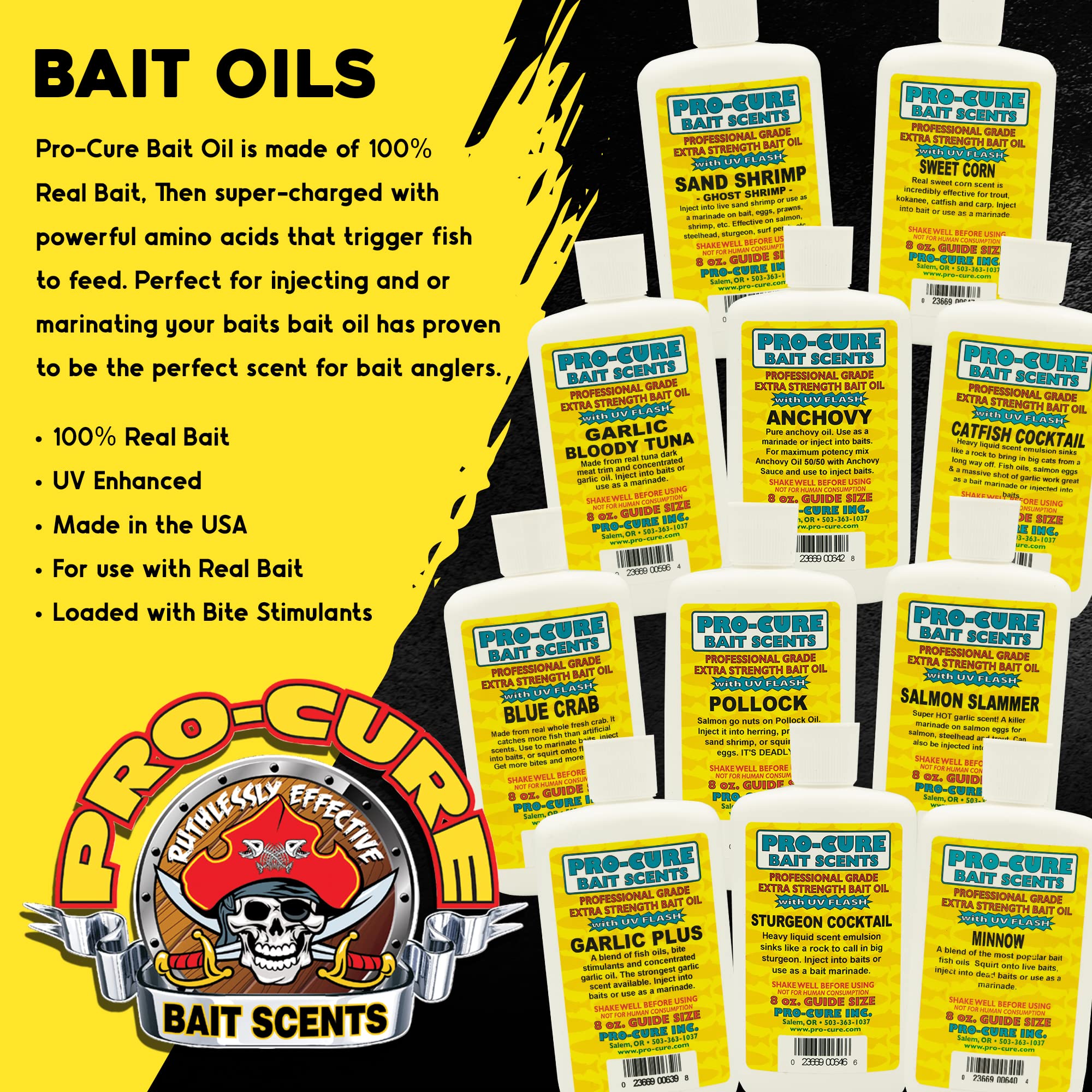 Pro-Cure Sand Shrimp (Ghost Shrimp) Bait Oil - 8 oz Fishing Attractant for Saltwater & Freshwater Angling - Ideal for Crabbing, Surf Fishing & Ice Fishing