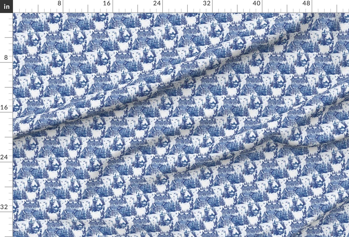 Christmas Village Vintage French Printed Minky Fabric by The Yard - Soft Plush Fabric for Sewing Baby Blankets, Quilt Backing & DIY Plush Toys - Perfect for Holiday Crafts & Cozy Home Decor