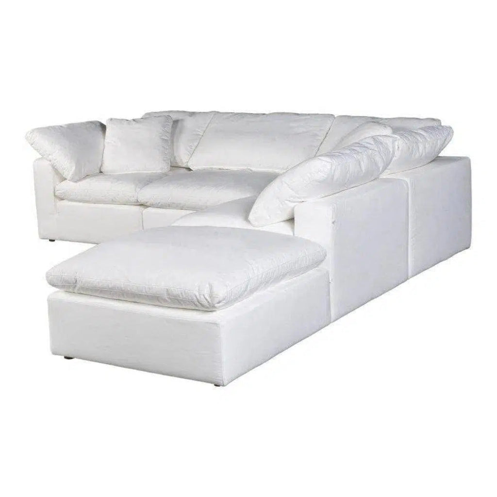 5-Piece Stain-Resistant Terra White Dream Modular Sectional Sofa Set - Perfect for Living Room, Family Room, or Home Theater Seating