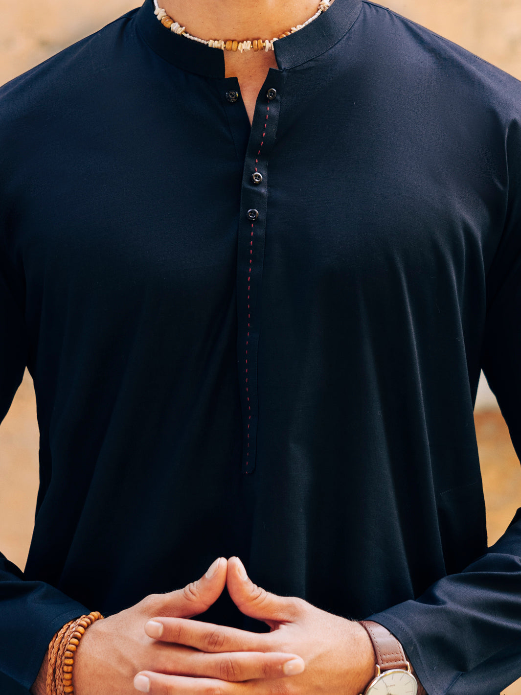 Premium Cotton Black Kurta for Men - Traditional Indian Long Shirt - Comfortable & Stylish for Festivals, Weddings, and Casual Wear