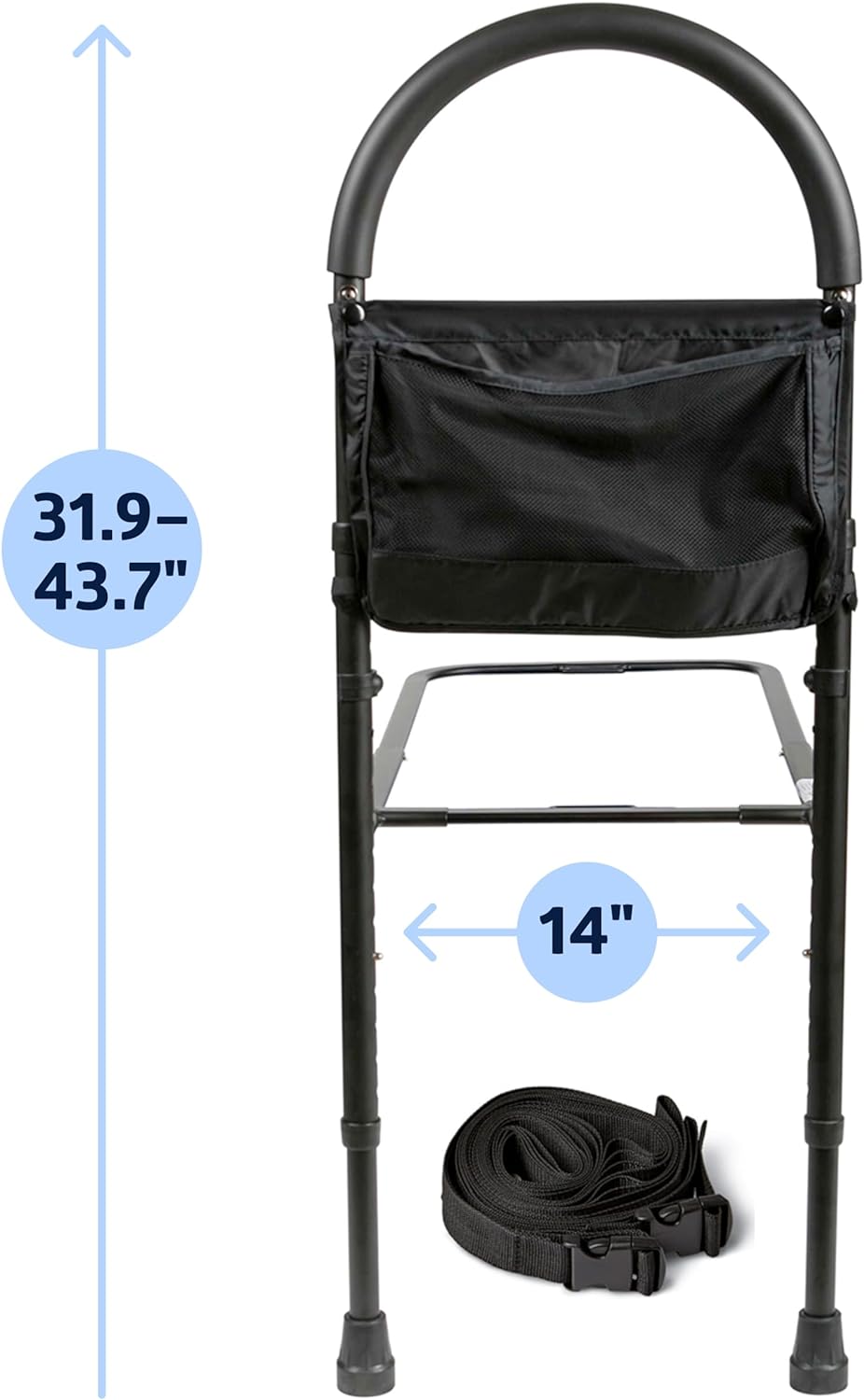 Adjustable Bed Assist Bar for Elderly & Disabled - Sturdy Support Rail for Safe Transfer, Sitting & Standing - Home & Hospital Use