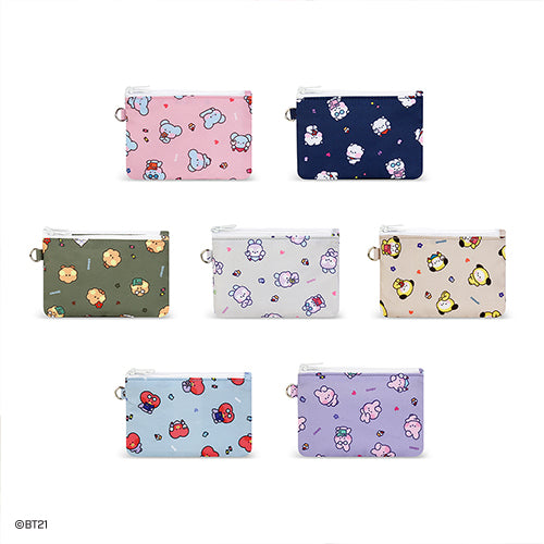 BT21 Mini Double Pocket Coin Pouch - Cute RJ Character Wallet for Cash, Cards & Coins | Perfect for Travel, Shopping & Daily Use