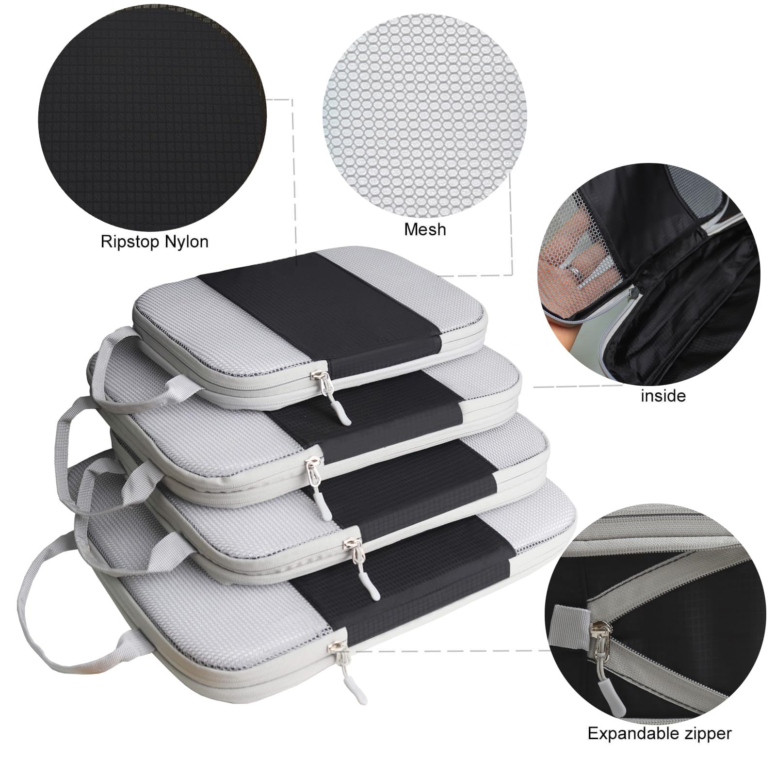 Gowraps 6-Piece/4-Piece Compression Packing Cubes Set - Travel Organizer Bags for Suitcases, Luggage, Carry-On & Backpacks | Space-Saving Storage Solution for Business Trips, Vacations & Weekend Getaways