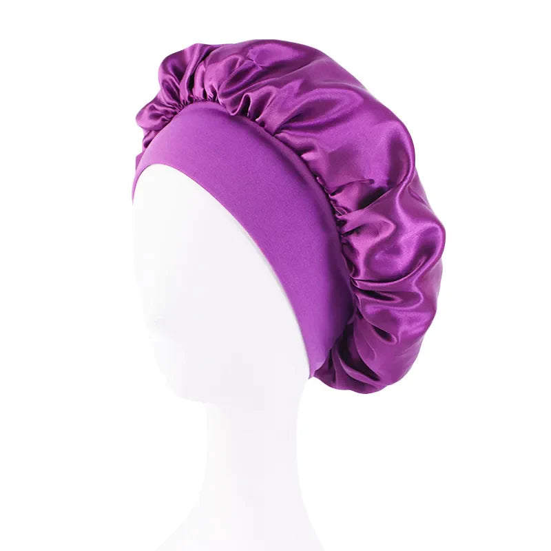 Silk Satin Sleep Cap for Women - Soft & Comfortable Night Hair Protection - Perfect for Curly Hair, Natural Hair & Bedtime Hair Care (Black) | Great for Travel, Spa & Beauty Routine