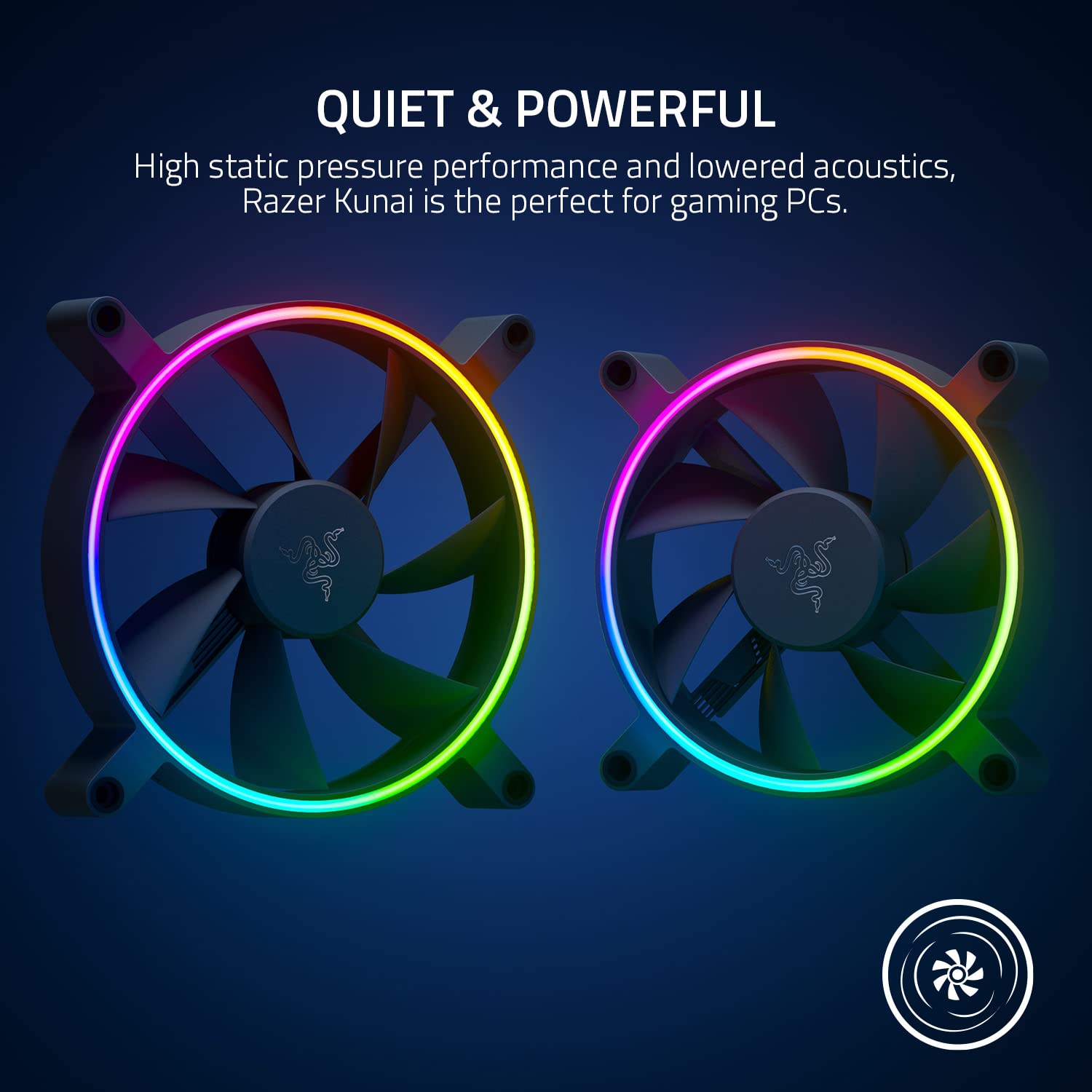 Razer Kunai Hydraulic 120MM aRGB PC Cooling Fan - Ultra Quiet High Performance PWM Fan with Chroma RGB Lighting | Supports Controller for up to 8 Fans | Perfect for Gaming PC, Workstation & Case Cooling