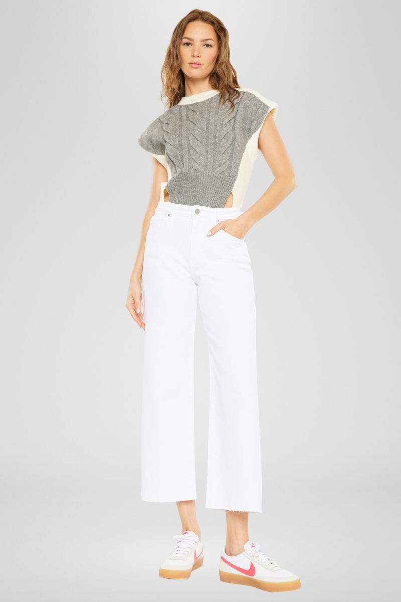 Dianella High Rise Crop Wide Leg Jeans for Women - Trendy Distressed Denim Pants for Casual Outfits & Streetwear Fashion