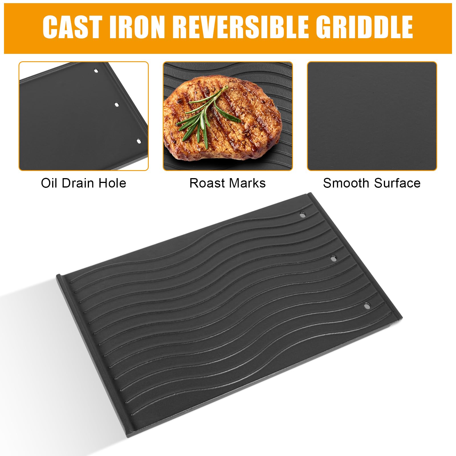Napoleon PRO 500 & Prestige 500 BBQ Grill Replacement Parts - Reversible Cast Iron Griddle Plate for LEX Series (Models 56040 & 56041) | Perfect for Outdoor Cooking, Camping & Backyard Grilling