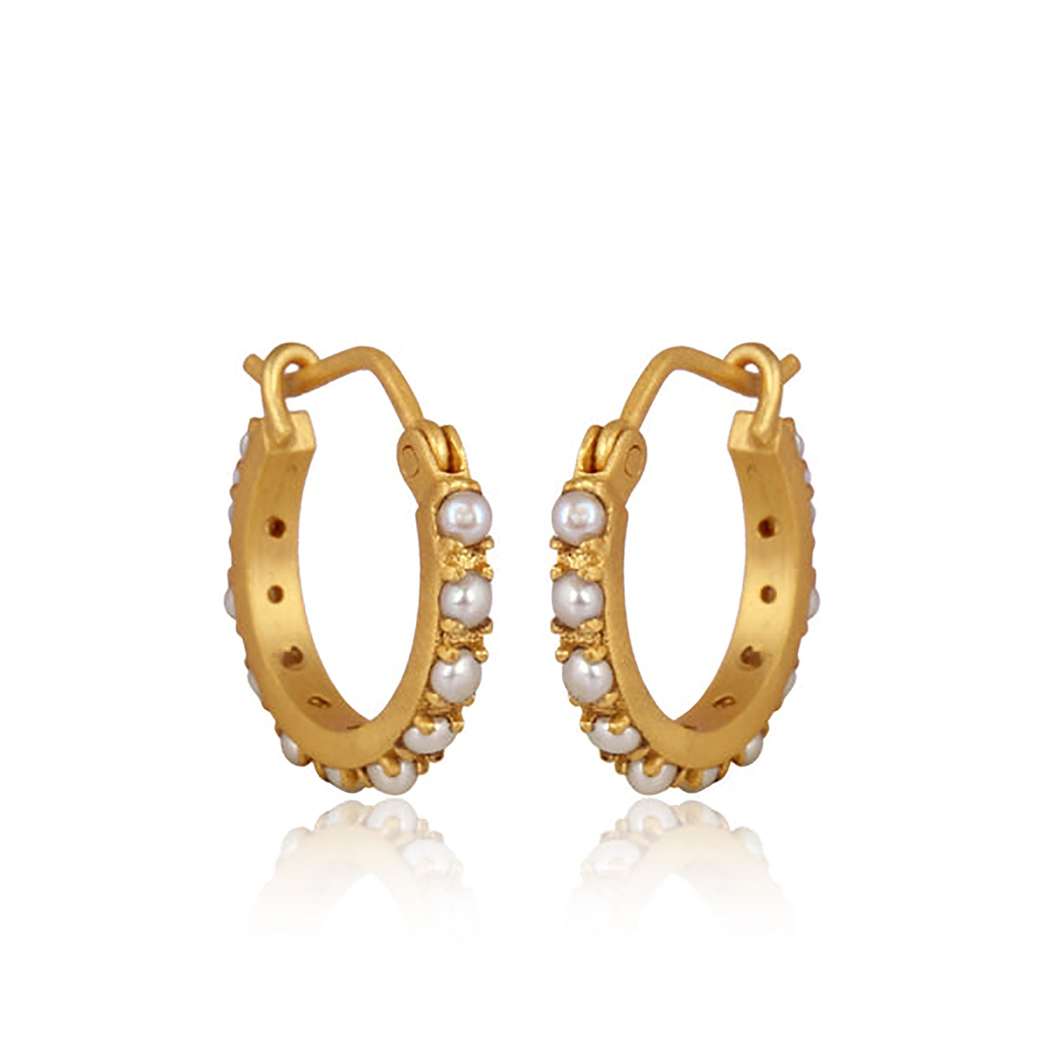Pearl Huggie Earrings - Dainty Pearl Hoop Earrings for Women, Minimalist Gold Huggies for Everyday Wear | Perfect for Work, Date Night & Special Occasions