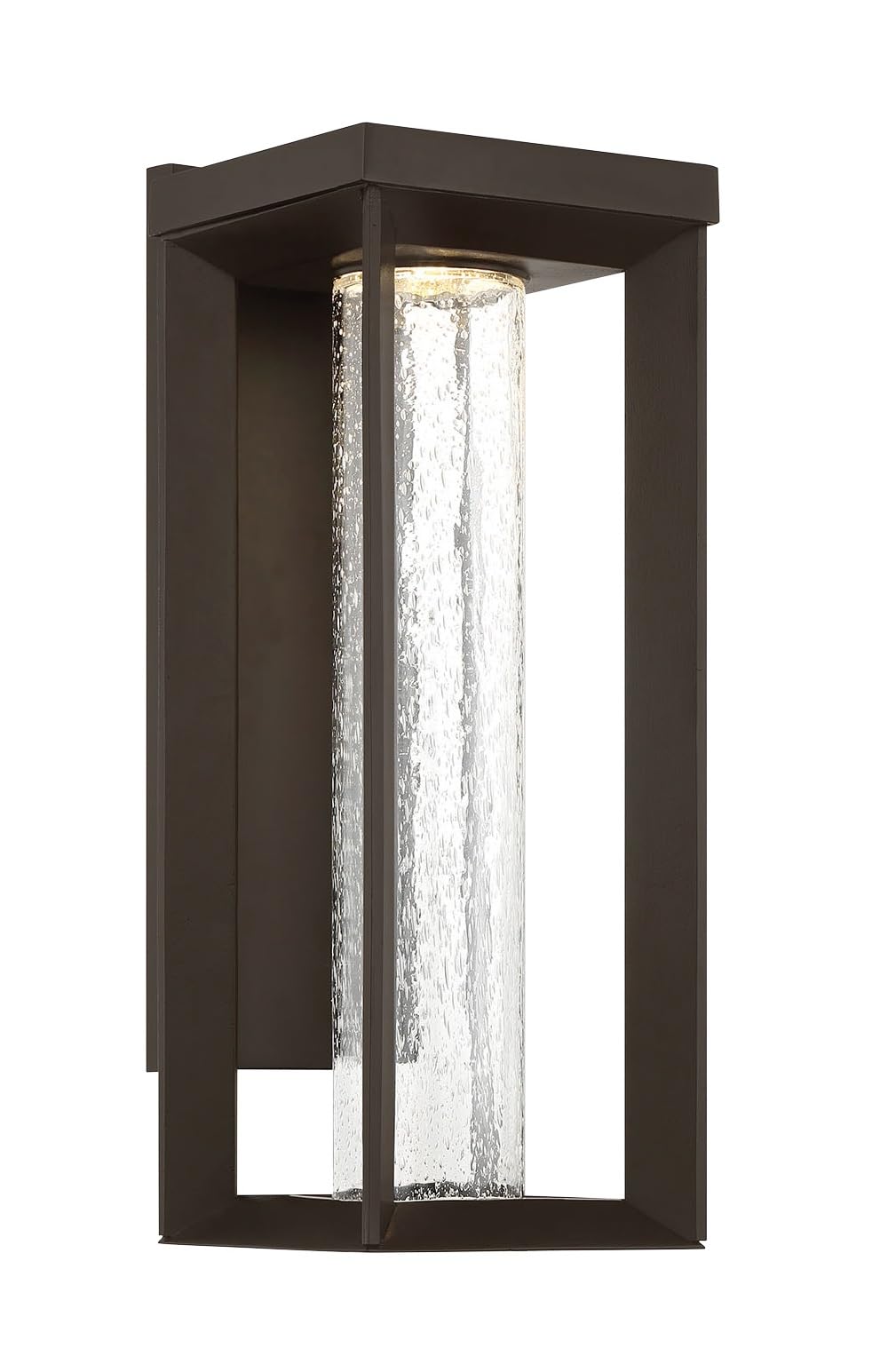 Minka Lavery 72792-143-L Shore Pointe Clear Seeded Glass Rectangular LED Outdoor Wall Mount Light Fixture - 1-Light 11W, Oil Rubbed Bronze, 19