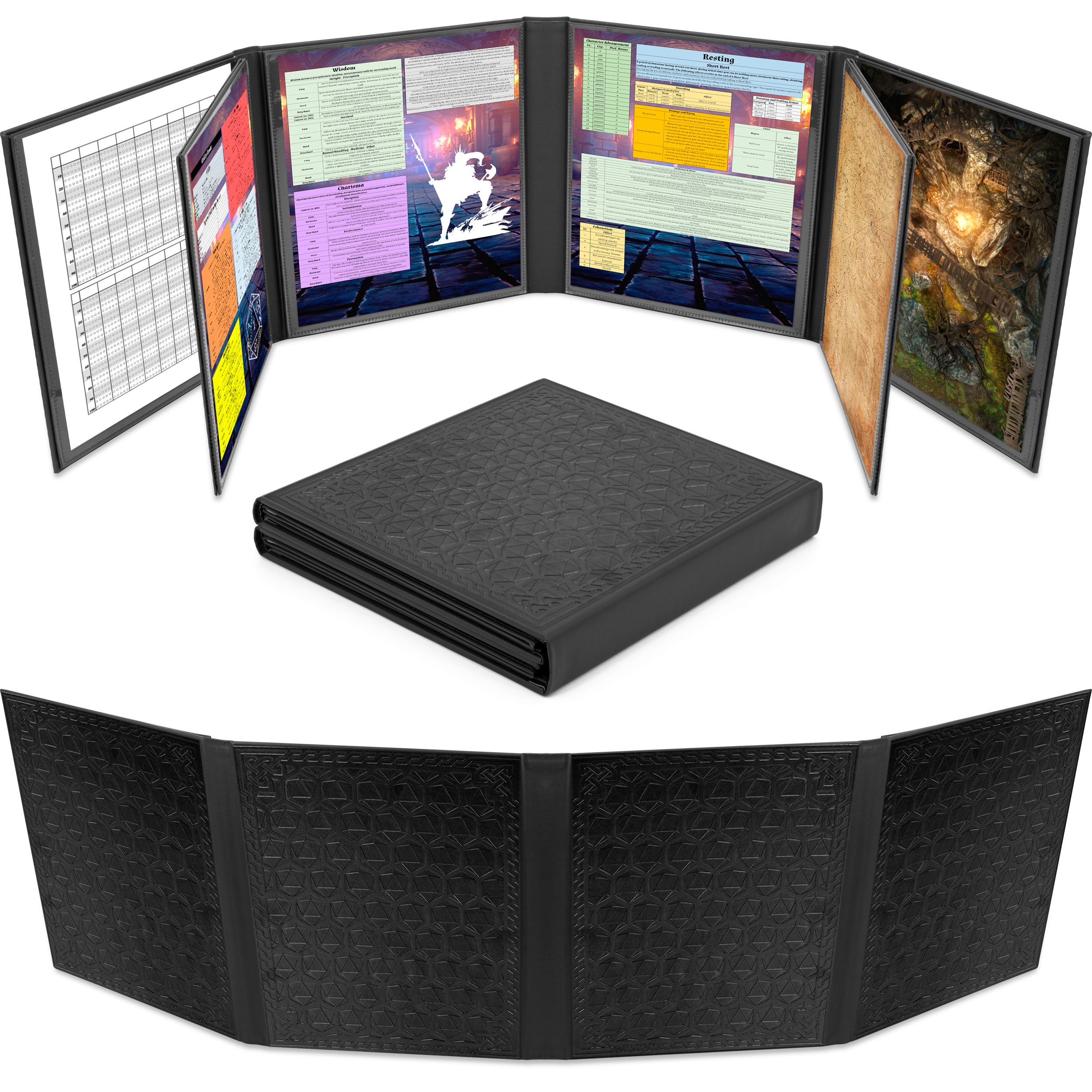 Premium 8-Panel DM Screen for Dungeon Masters | Durable Folding Game Master Screen for TTRPGs (D&D, Pathfinder) | Black/Brown/Green Options | Perfect for RPG Campaigns & Tabletop Gaming Sessions