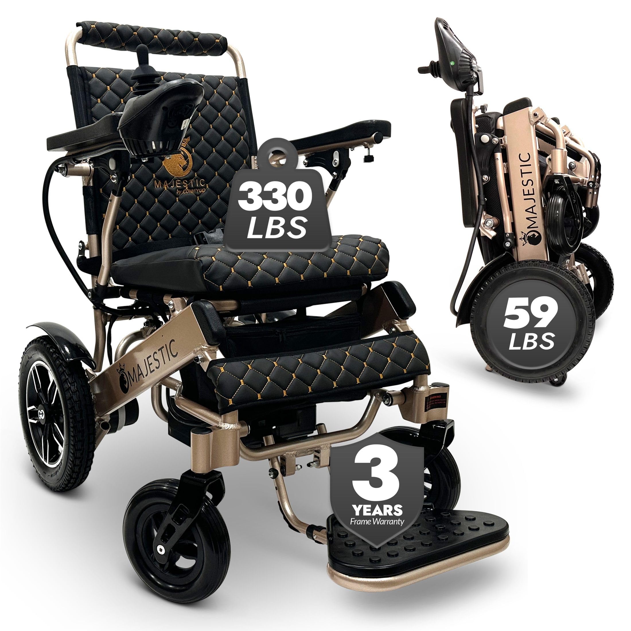 Foldable Lightweight Electric Wheelchair for Adults & Seniors - Portable Motorized Power Chair with Durable Ultra-Light Frame | Indoor/Outdoor Mobility Aid for Shopping, Travel & Daily Use