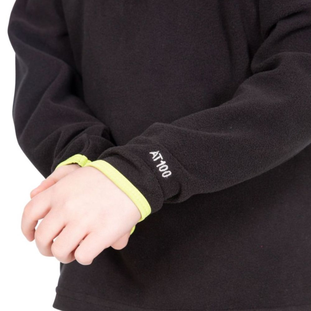 Trespass Etto Kids Microfleece Jacket - Warm & Soft Winter Coat for Boys & Girls, Black - Perfect for Outdoor Play, School & Cold Weather Activities