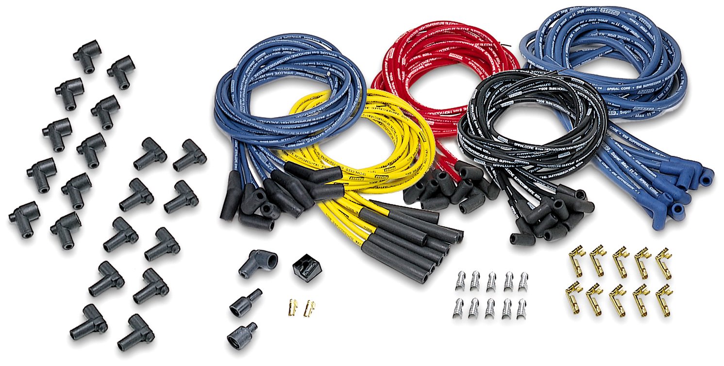 Moroso 73232 Universal Spiral Core Spark Plug Wire Set - Black with Straight Plug Boots - High Performance Ignition Wires for Cars, Trucks & Hot Rods