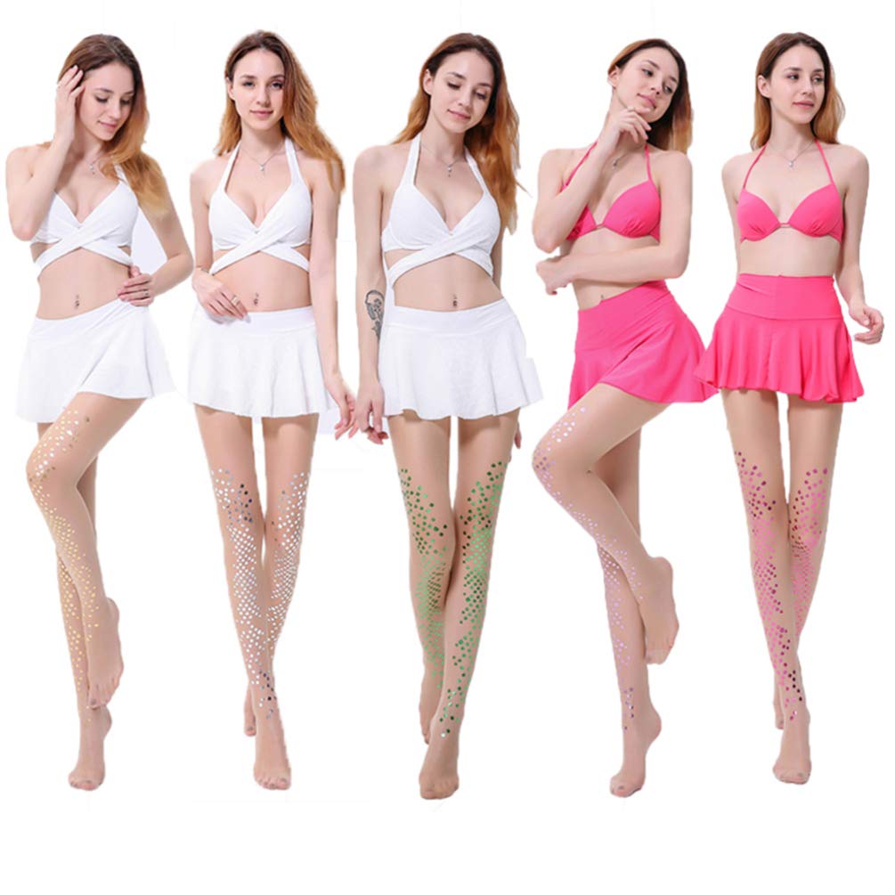 Sheer Stockings for Women - Mermaid Tights with Sequin & Glitter Design - Elegant Pantyhose for Party, Cosplay, Date Night & Special Occasions
