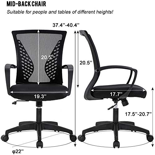 Ergonomic Office Chair with Lumbar Support - Adjustable Mesh Back Executive Chair, Swivel Rolling Task Chair for Home Office & Conference Room - Breathable Comfort for Long Hours (Black) - Perfect for Remote Work, Gaming & Study Sessions
