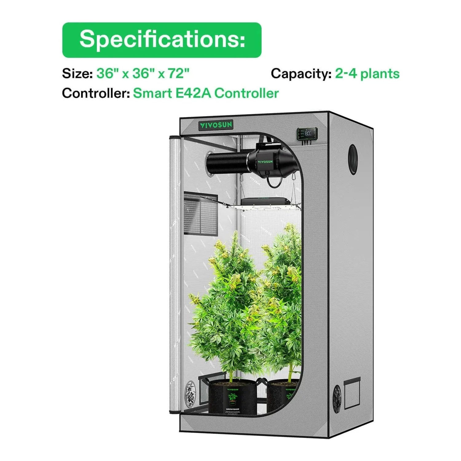 Vivosun Smart Gray Grow Tent Kit for Indoor Plants | 3' x 3' Hydroponic System with 3 Plant Capacity - Perfect for Home Gardening, Seed Starting & Indoor Herb Cultivation