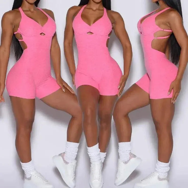 Seamless Yoga Jumpsuit for Women - High Waisted Workout Outfit with Hip Lifting & Cross Back Design - Gym, Running, Dance & Fitness Tracksuit for Active Lifestyle