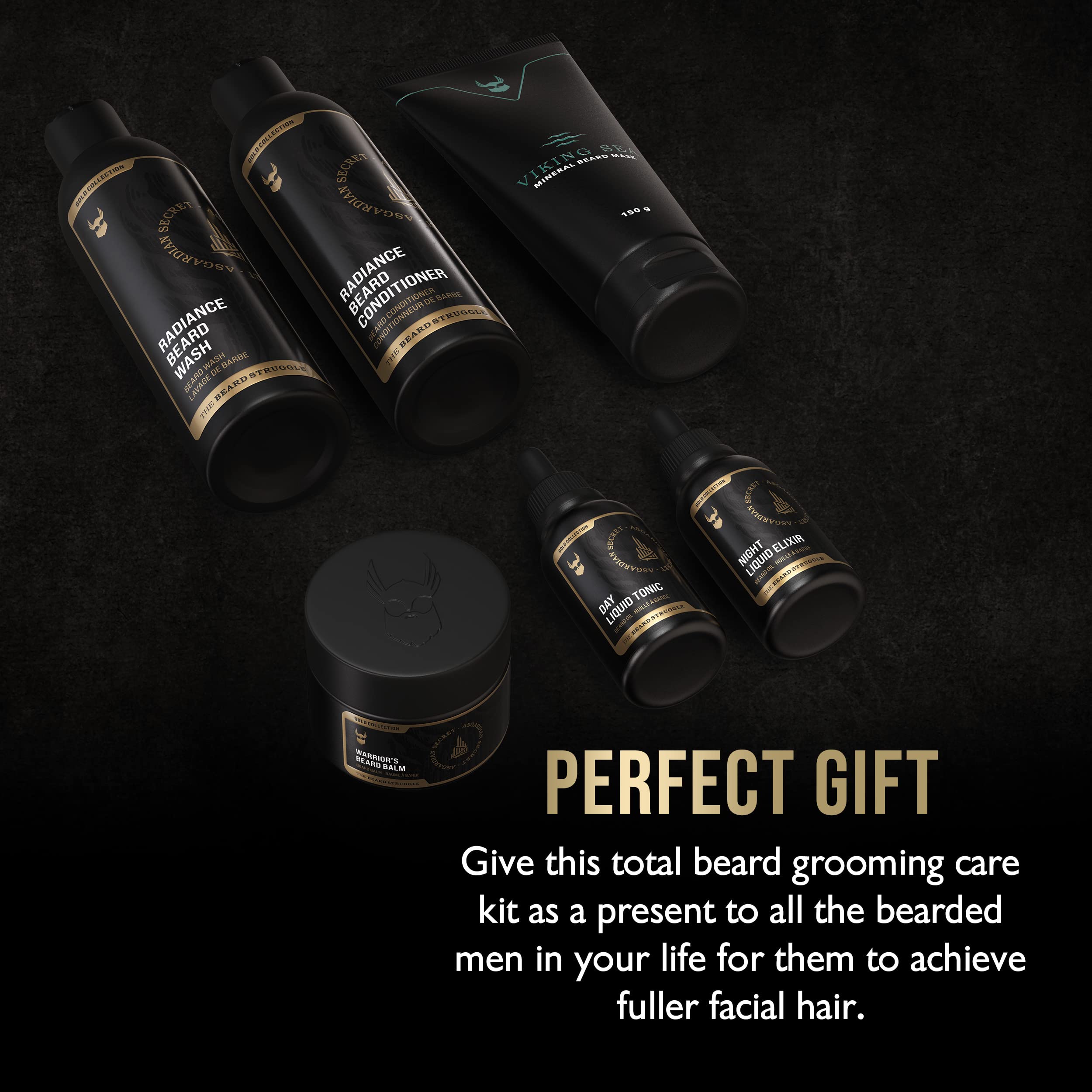 Beard Growth Kit for Men - Complete Grooming Set with Beard Balm, Mask, Conditioner, Wash & Natural Oils - Platinum Collection by Beard Struggle - Perfect for Daily Care & Styling
