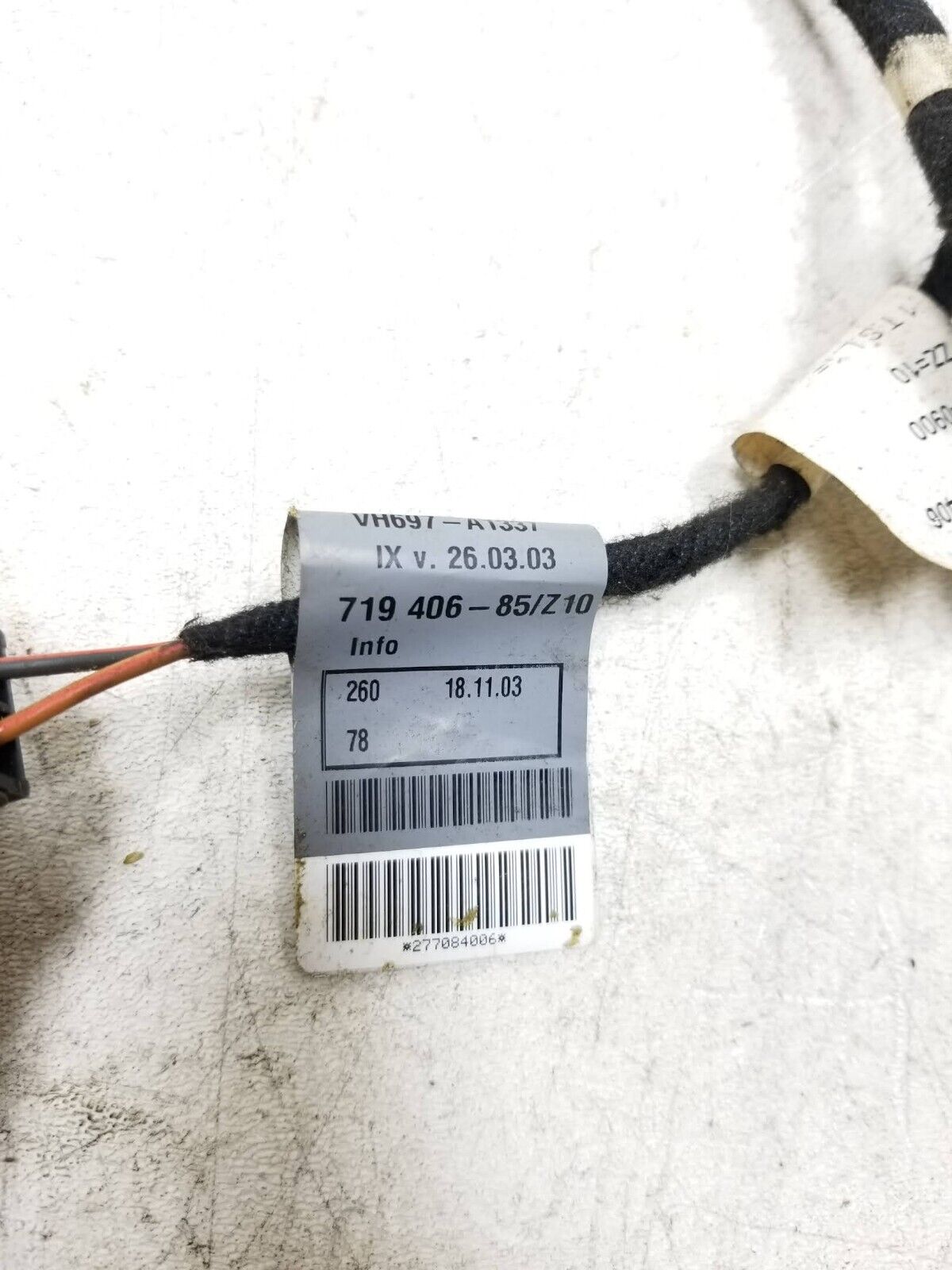 04-06 Porsche Cayenne Front Passenger Seat Wire Harness 7L0971384B OEM Replacement - Perfect for Car Repairs & Electrical System Maintenance
