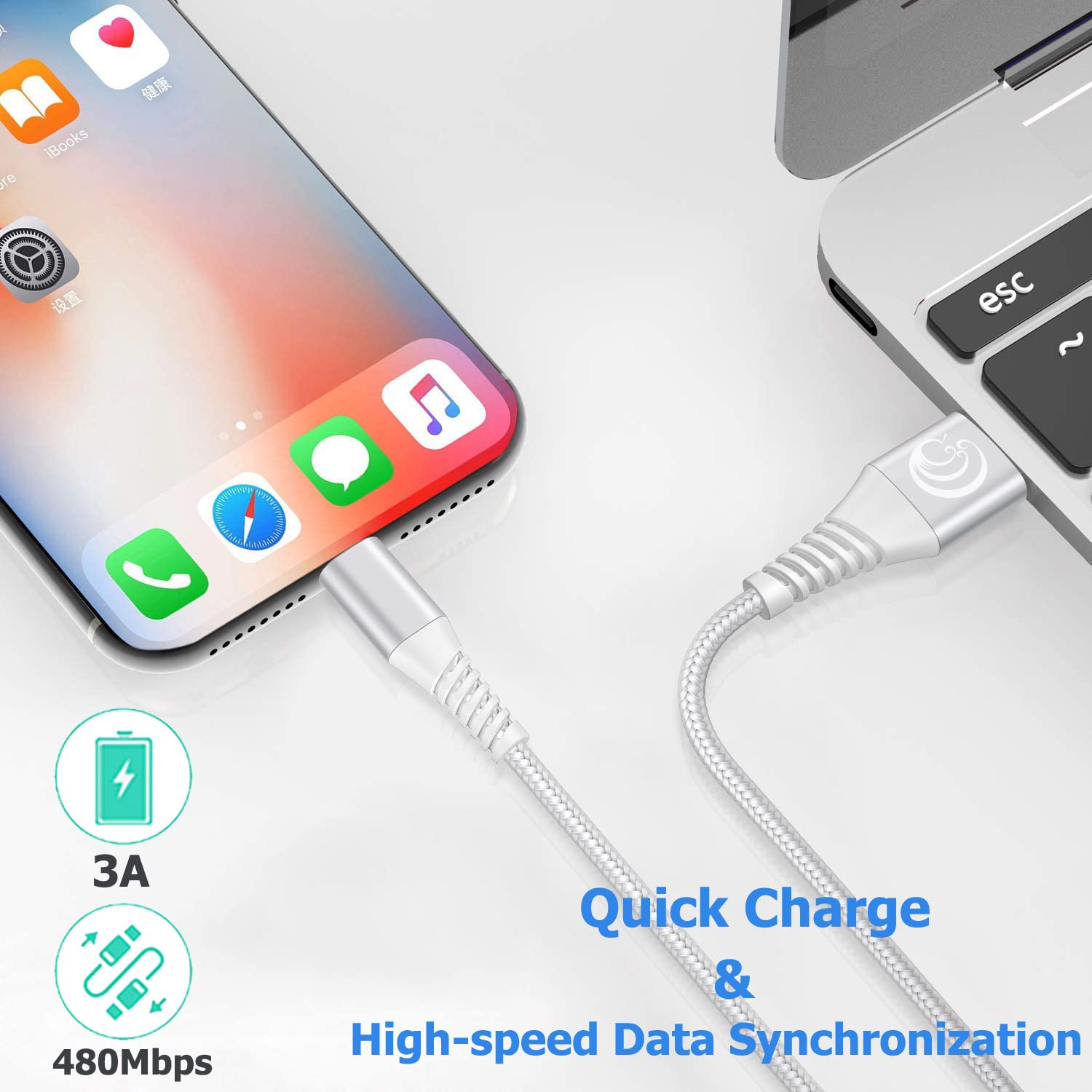 2-Pack 3M Extra Long MFi Certified Lightning Cable - Fast Charging Braided iPhone Charger USB Cable Compatible with iPhone 14/13/12/11 Pro Max/XS/XR/10/8/7/6/SE - Perfect for Home, Office & Travel Charging