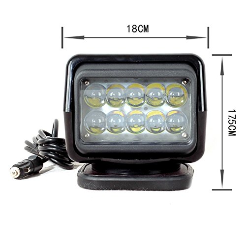 50W 7-Inch LED Search Light with 360° Rotating Reflector & Remote Control - 9-32V Waterproof Spot Work Light for Offroad, Hunting, SUV, ATV, 4WD, Truck & Boat Lighting - Perfect for Fog, Driving & Emergency Scenarios