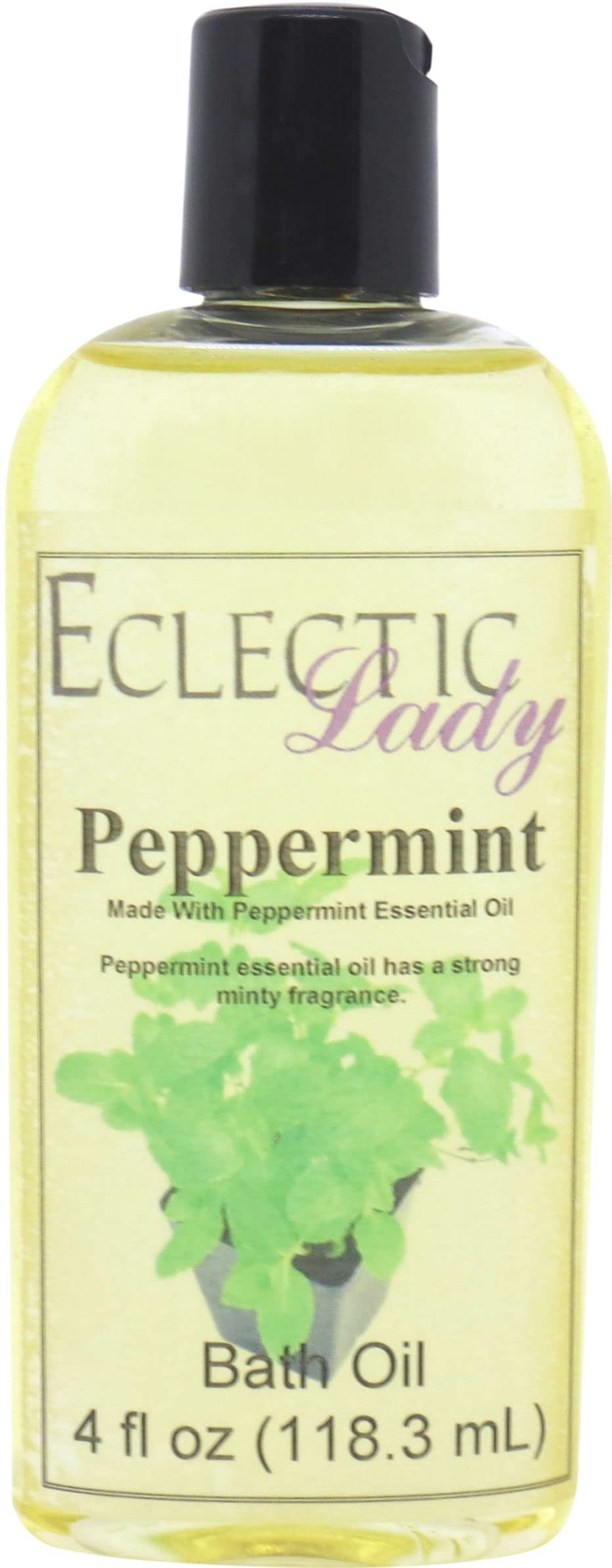 Peppermint Bath Oil by Eclectic Lady - Relaxing & Moisturizing Scented Bath Oil for Dry, Rough & Sensitive Skin - Daily Nourishing Body & Shower Oil (4 oz) - Perfect for Spa Nights & Stress Relief