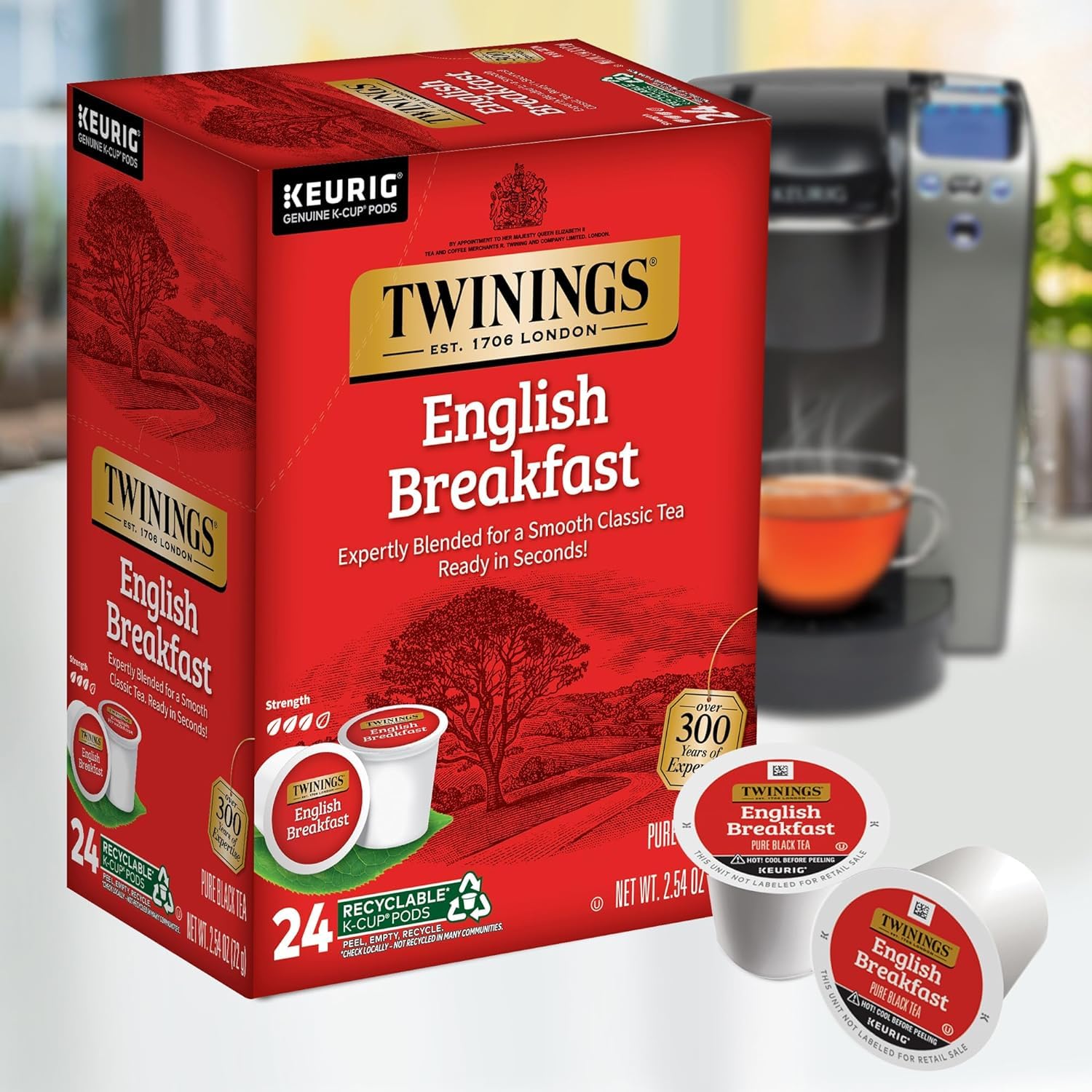 Twinings English Breakfast Tea K-Cup Pods for Keurig - 48 Count (Pack of 2) | Caffeinated Black Tea with Smooth Robust Flavor | Perfect for Morning Boost, Office Break or Afternoon Relaxation