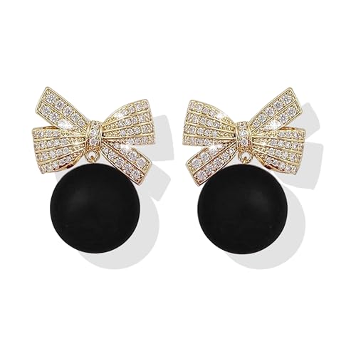 B-Black Pearl Bow Earrings