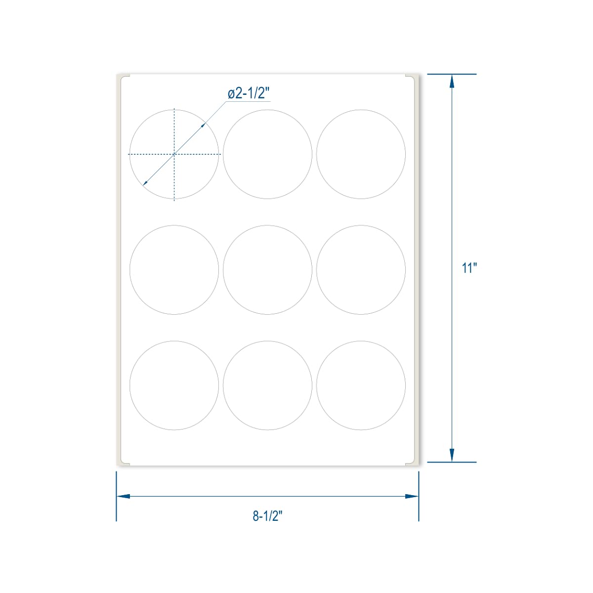 2.5 Inch Round White Matte Labels for Laser & Inkjet Printers - 900 Permanent Adhesive Labels (100 Sheets) - Perfect for Jar Labels, Spice Containers & Craft Projects