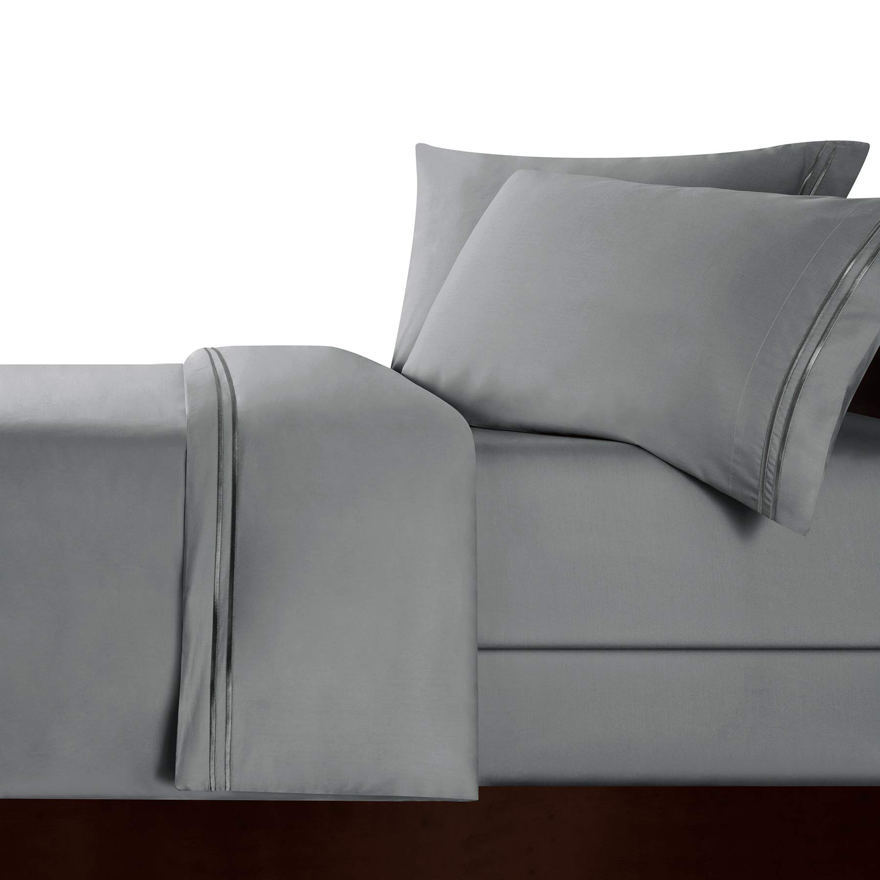 CHUN YI 3-Piece Queen Size Bedding Set - 100% Cotton Tencel Lyocell Duvet Cover with 2 Pillowcases (Full/Queen, Grey) | Soft & Breathable Bed Sheets for All-Season Comfort | Perfect for Master Bedroom, Guest Room & Vacation Homes