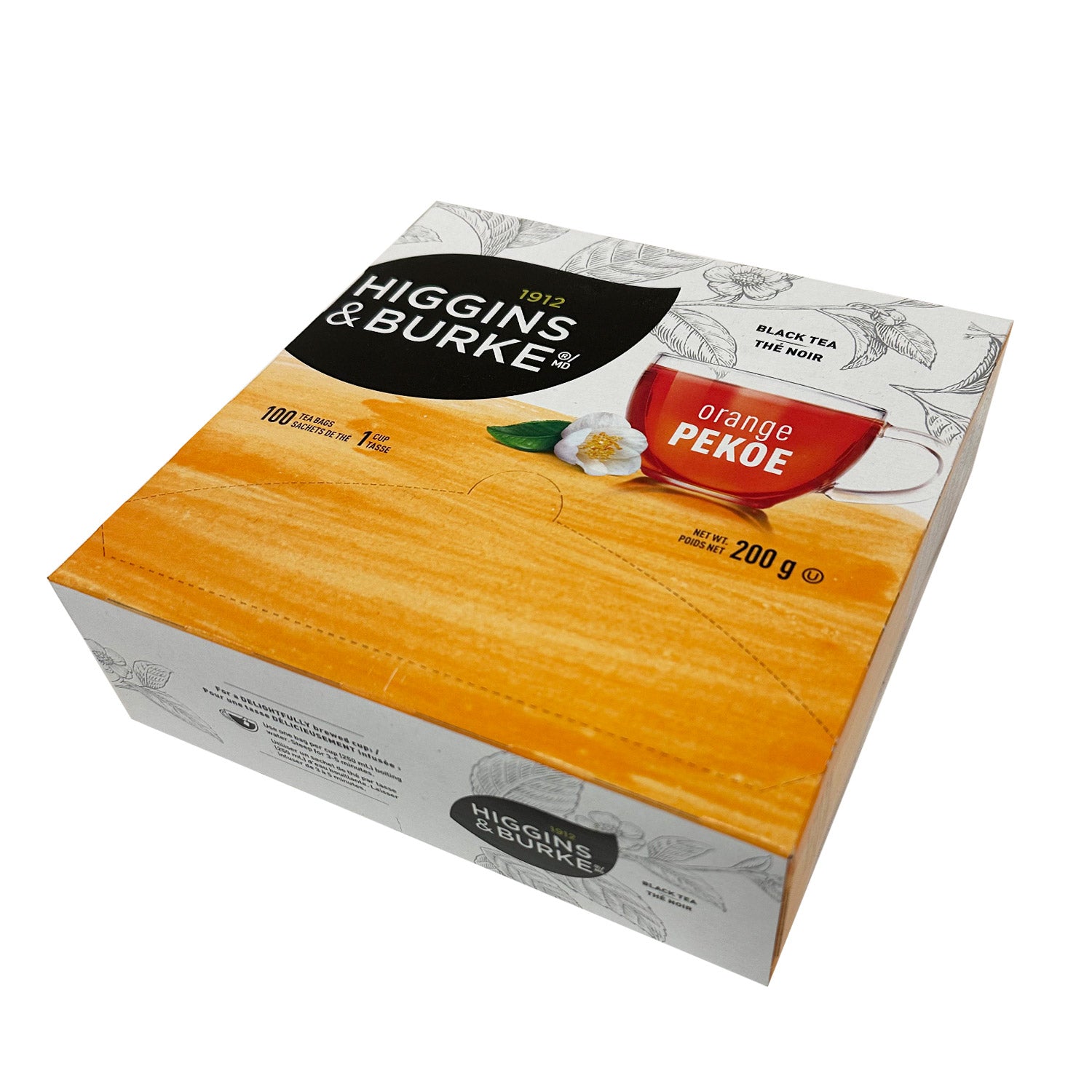 Higgins & Burke Orange Pekoe Black Tea Bags - 100 Count | Premium Loose Leaf Tea Alternative | Perfect for Office, Home & Travel Brewing