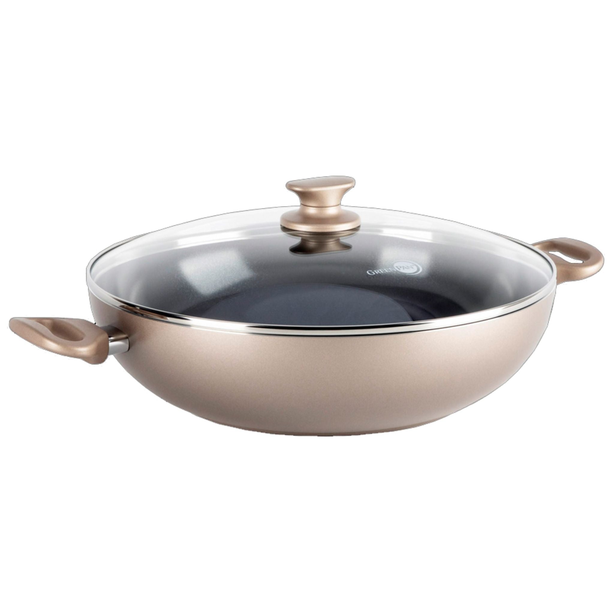 GreenPan Cambridge Bronze 32cm Non-Stick Wok Pan - Healthy Ceramic Coating, Induction Compatible - Perfect for Stir-Frying, Sautéing & Asian Cooking (GPCBR675976)