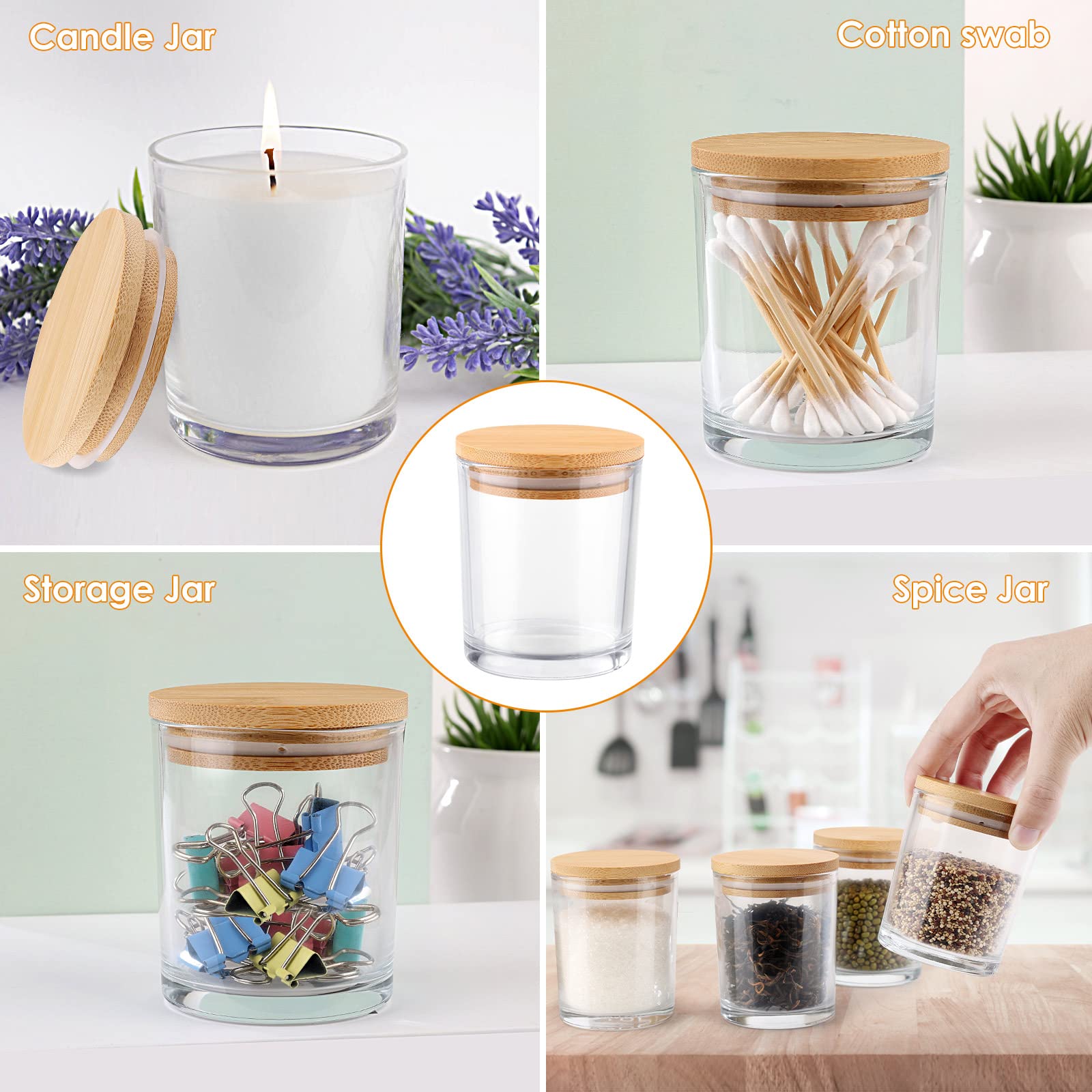 GOTIDEAL 12 Pack 9oz Frosted White Candle Jars with Bamboo Lids - Bulk Empty Candle Containers for DIY Soy Wax Candles, Wedding Decor & Home Fragrance