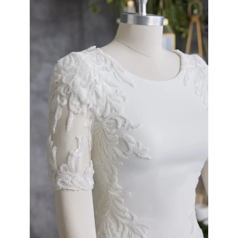 Bellarose Leigh Wedding Dress by Rebecca Ingram - Elegant A-Line Gown with Lace Appliques for Bridesmaids, Church Ceremonies & Formal Events