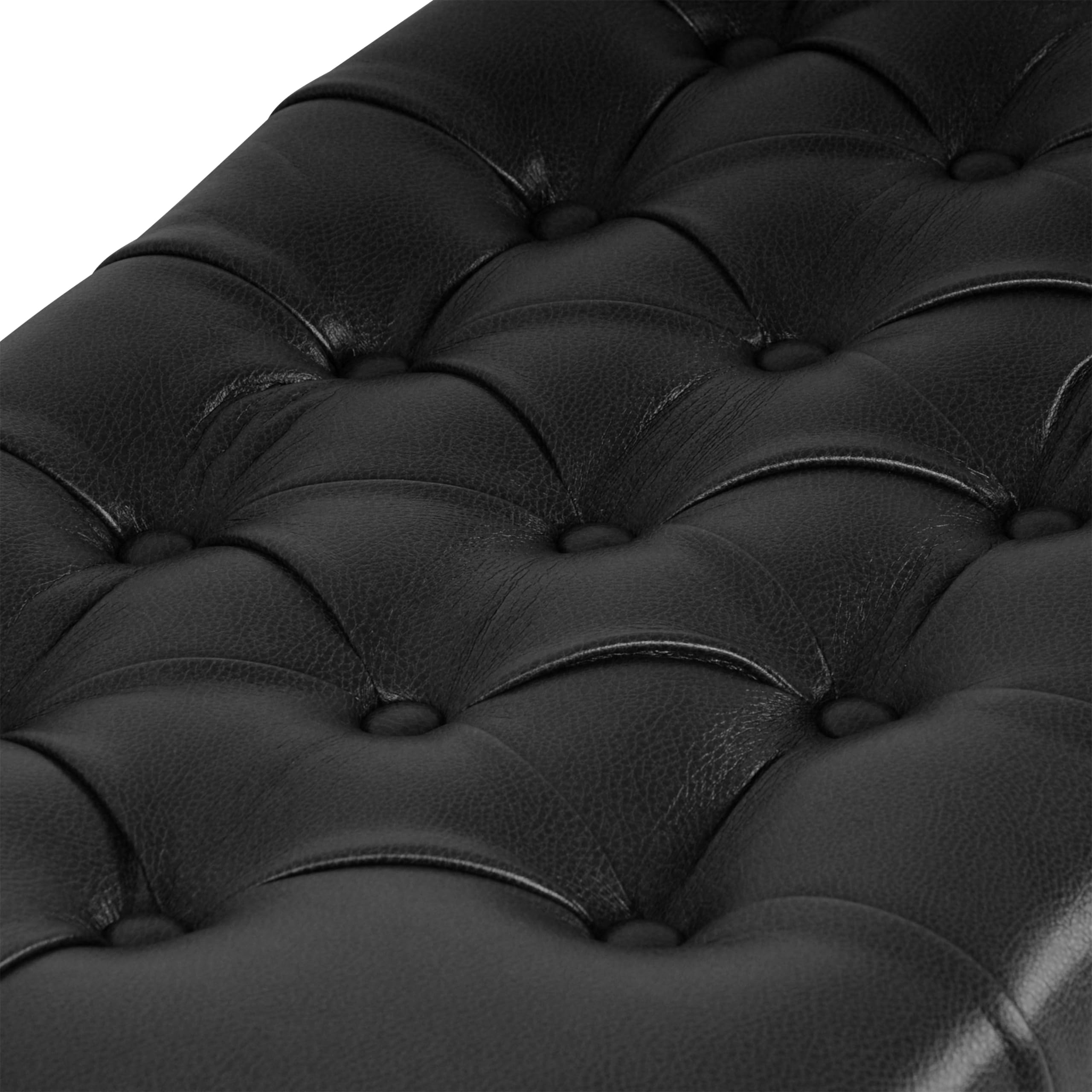 HomePop Button Tufted Storage Ottoman Bench - Faux Leather Upholstered Storage Seat for Living Room & Bedroom - Perfect for Entryway, Hallway or Footrest - Black