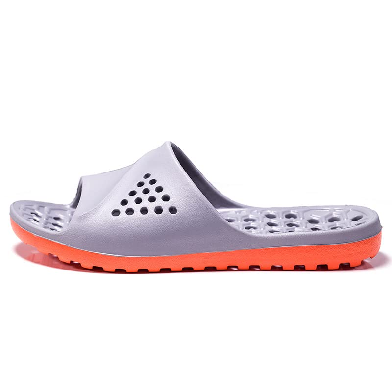 TOMYEUS Shark Slippers for Women & Men - Breathable Summer House Slippers with Massage Nubs, Non-Slip Bathroom Shoes, Unisex Beach Sandals, Leak-Proof Design - Gray Orange (Size 37-39) | Perfect for Home Relaxation, Spa Days & Beach Vacations