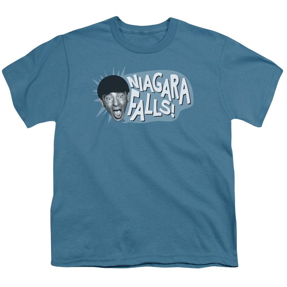 Three Stooges Niagara Falls Graphic T-Shirt - Unisex Youth Tee for Boys & Girls - Casual Wear, School Outfits & Family Vacation Apparel