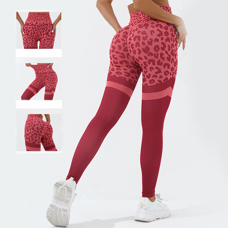 Women's High Waist Leopard Print Yoga Pants - Seamless Butt Lifting Workout Leggings for Running, Gym & Training | Elastic Fitness Clothing for Active Lifestyles