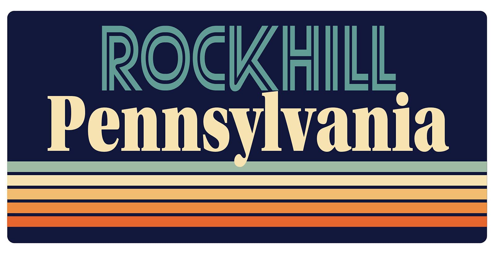 Vintage Retro Design Pennsylvania Rockhill 5 x 2.5 Inch Refrigerator Magnet - Perfect for Home Kitchen Decor, Office Whiteboard & Travel Souvenir Gifts
