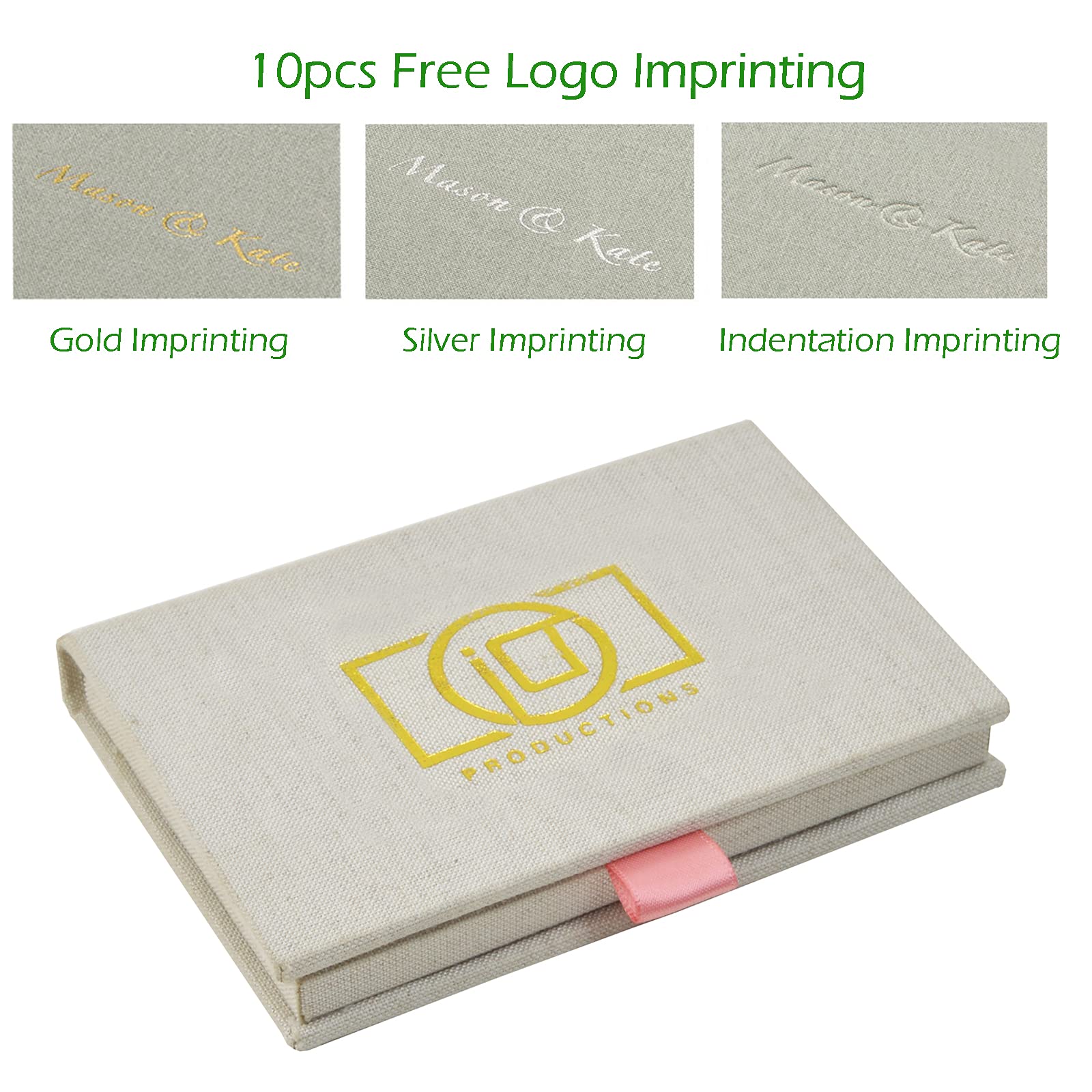 Custom Linen USB Flash Drive Case with Personalized Logo - Premium Wedding Photographer Client Gift & Photography Packaging (10-Piece Set with Free Logo) - Perfect for Wedding Albums, Photo Storage & Corporate Branding Gifts