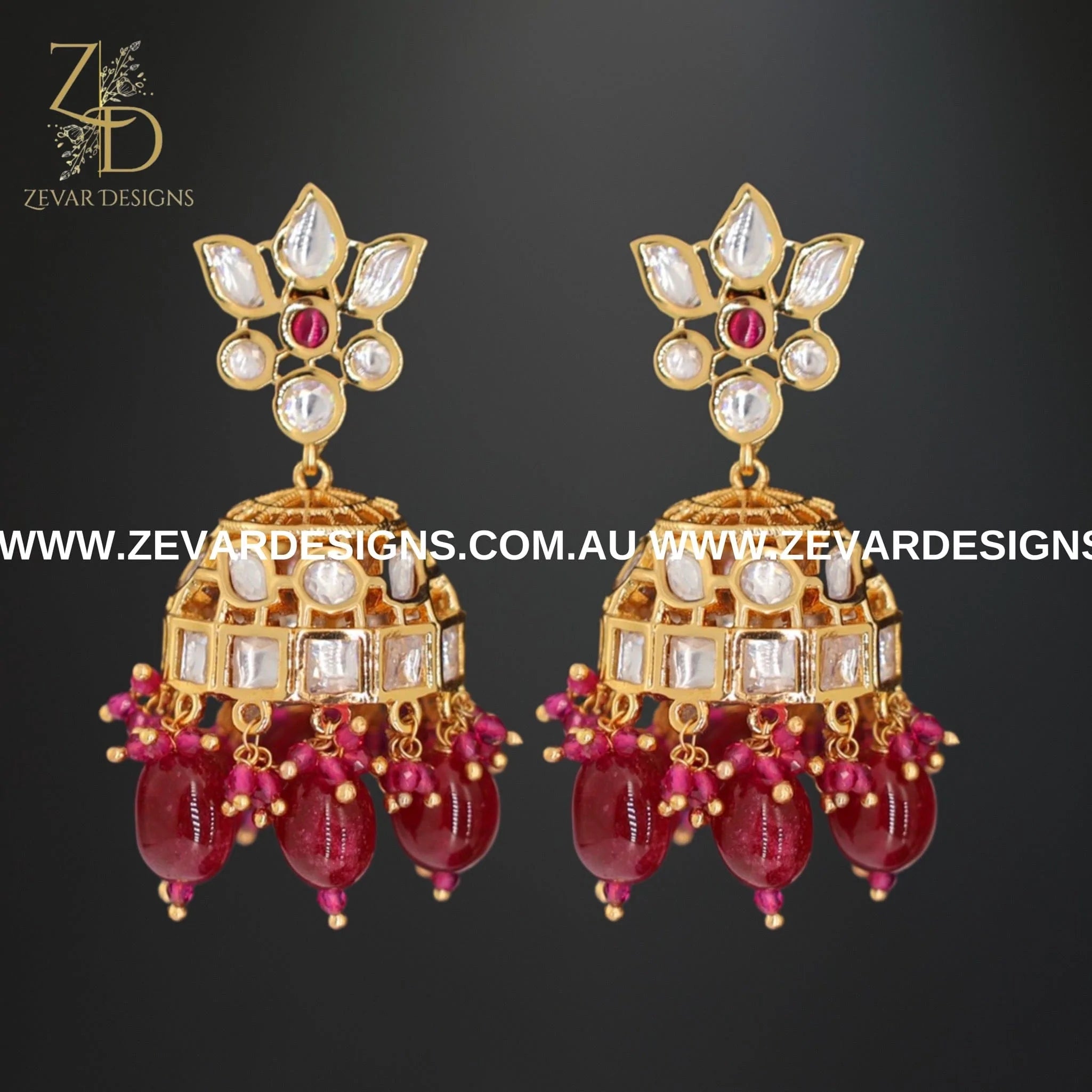 Exquisite Kundan Polki Choker Set with Tikka - Ruby Red Bridal Jewelry for Indian Weddings & Special Occasions