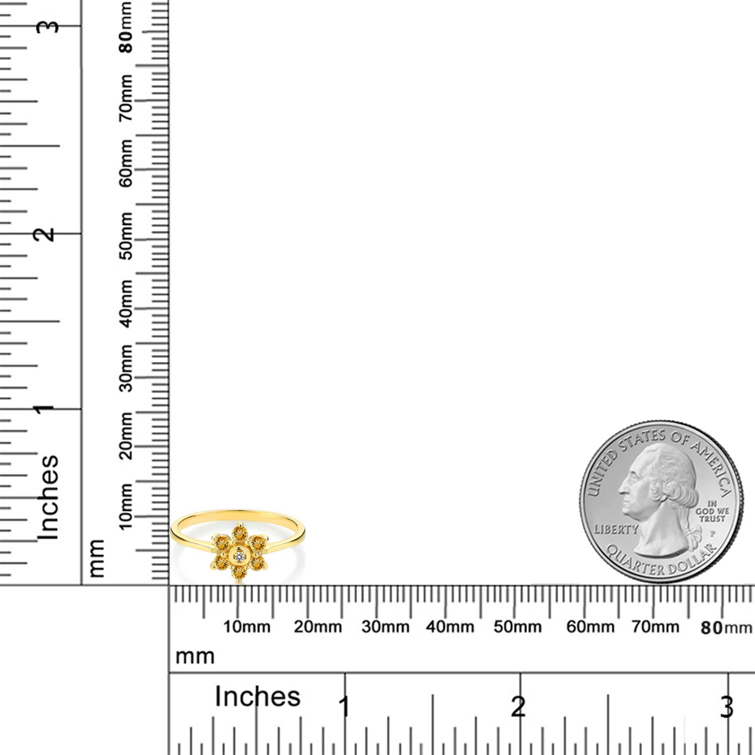 0.43 Ct Round Yellow Citrine & White Diamond 10K Yellow Gold Ring for Women - Elegant Birthstone Jewelry Gift for Anniversary, Birthday & Special Occasions