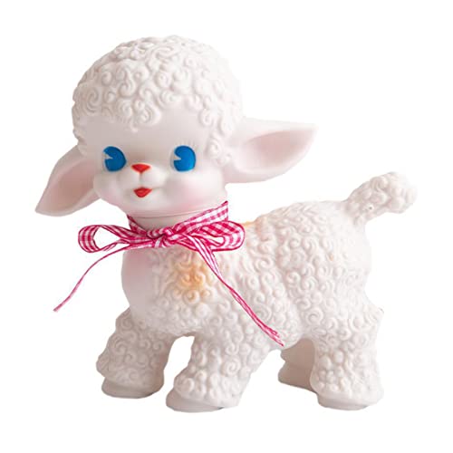 Wirlsweal Soft Plush Sheep Toy with Blue Eyes & Pink Ribbon Bow - Adorable Stuffed Animal Gift for Girls, Kids Room Decor, Nursery Cuddling Companion, Birthday Present for Toddlers (Perfect for Bedtime Snuggles & Nursery Decor)