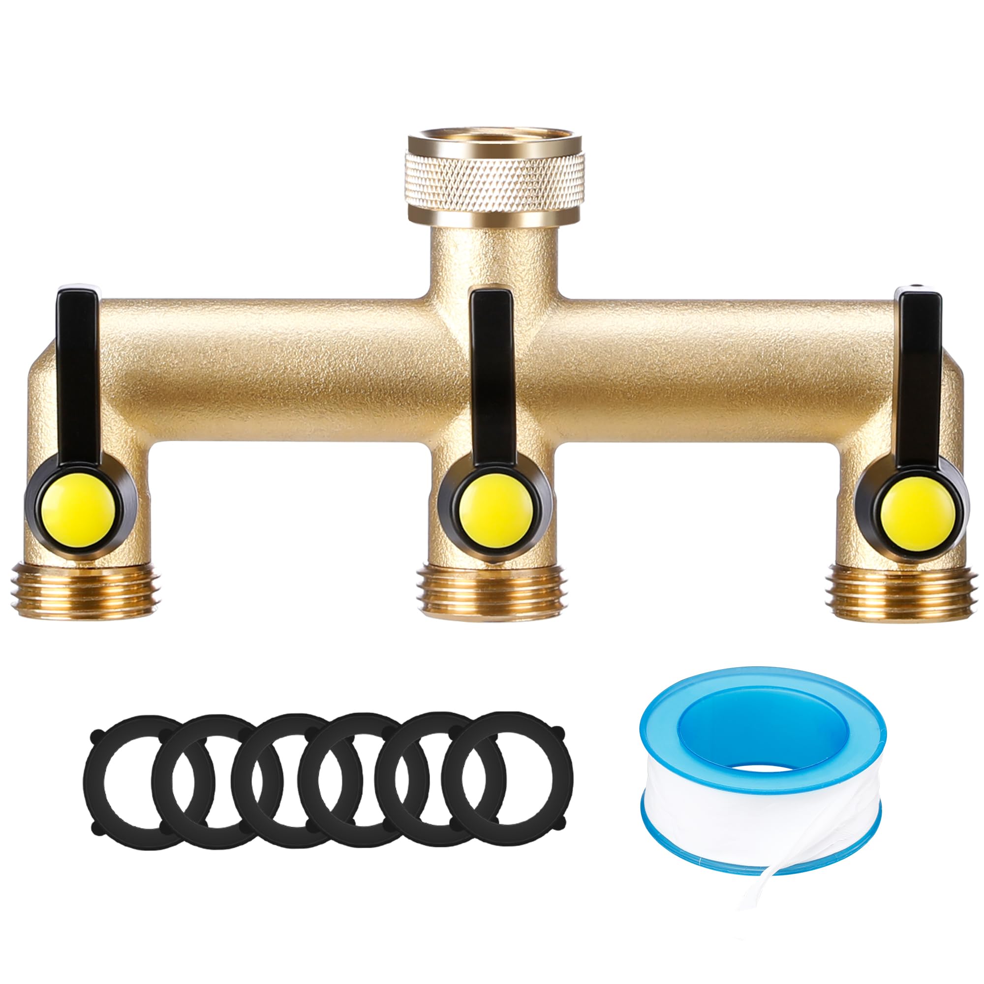 IPOW 3-Way Heavy Duty Brass Garden Hose Splitter - 3/4