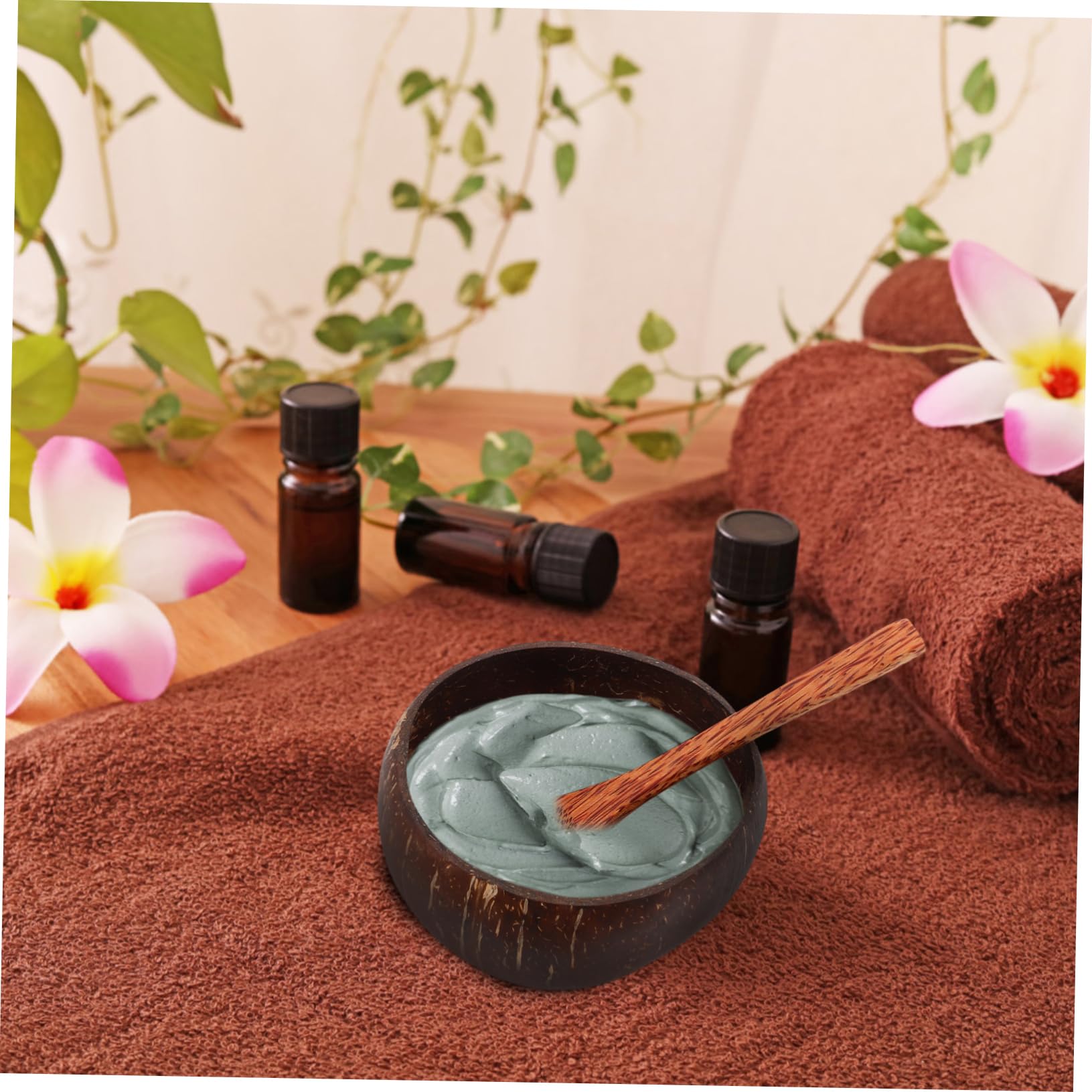 Organic Coconut Shell Mask Mixing Bowl & Spatula Set - Natural Beauty Tools for DIY Face Masks, Travel-Friendly Skincare Essentials (Perfect for Spa, Facial Treatments & On-the-Go Beauty Routine)