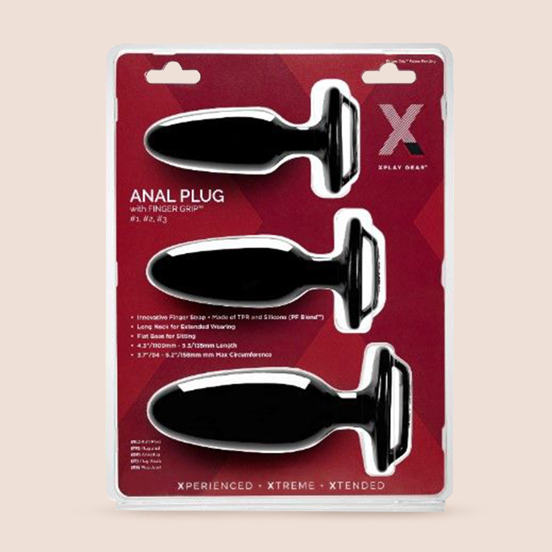 XPlay™ Finger Grip Anal Plug Starter Kit - Set of 3 Sizes (#1, #2, #3) | Soft Silicone Butt Plugs for Beginners | Comfortable & Safe for Solo Play or Couples Intimacy